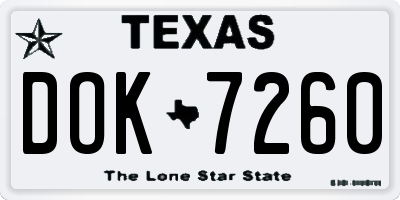 TX license plate DOK7260