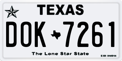 TX license plate DOK7261