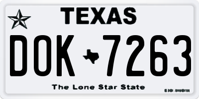 TX license plate DOK7263