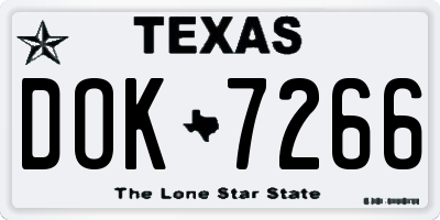 TX license plate DOK7266