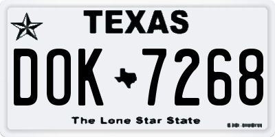 TX license plate DOK7268