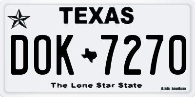 TX license plate DOK7270