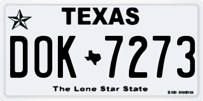 TX license plate DOK7273