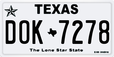 TX license plate DOK7278