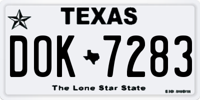 TX license plate DOK7283