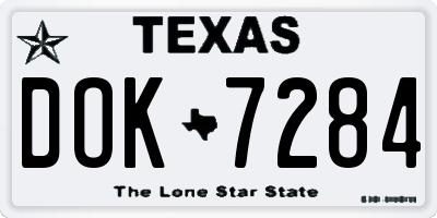 TX license plate DOK7284