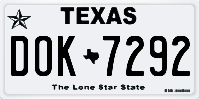 TX license plate DOK7292