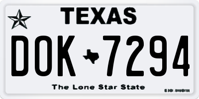 TX license plate DOK7294