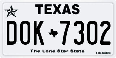 TX license plate DOK7302
