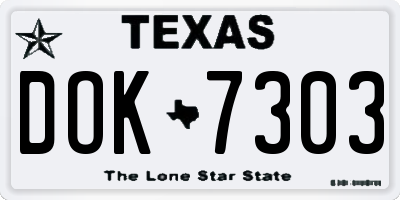 TX license plate DOK7303