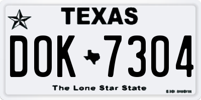 TX license plate DOK7304