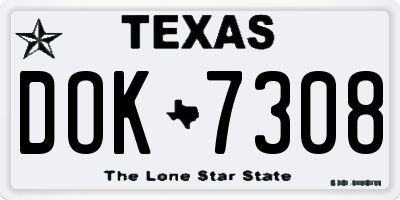 TX license plate DOK7308