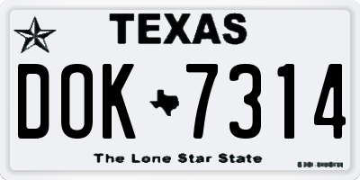 TX license plate DOK7314