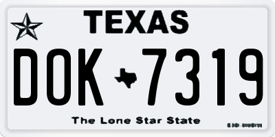 TX license plate DOK7319