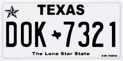 TX license plate DOK7321