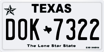 TX license plate DOK7322