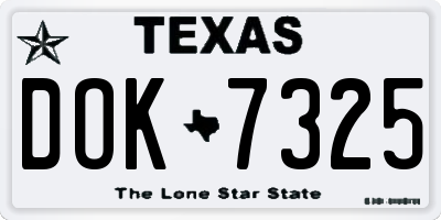 TX license plate DOK7325