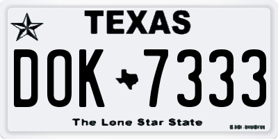 TX license plate DOK7333