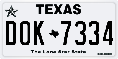 TX license plate DOK7334