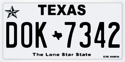TX license plate DOK7342
