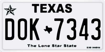 TX license plate DOK7343