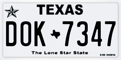 TX license plate DOK7347