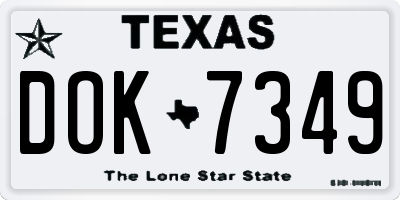 TX license plate DOK7349