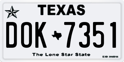 TX license plate DOK7351
