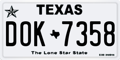 TX license plate DOK7358