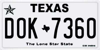 TX license plate DOK7360