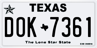 TX license plate DOK7361