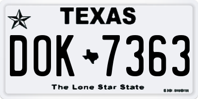 TX license plate DOK7363