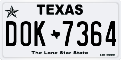 TX license plate DOK7364