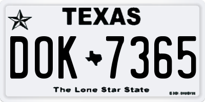 TX license plate DOK7365