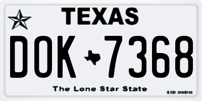 TX license plate DOK7368