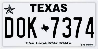 TX license plate DOK7374