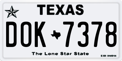 TX license plate DOK7378