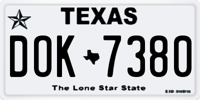 TX license plate DOK7380