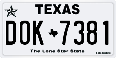 TX license plate DOK7381
