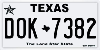 TX license plate DOK7382