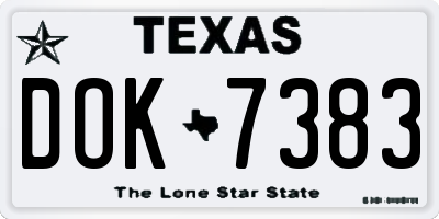 TX license plate DOK7383
