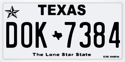 TX license plate DOK7384