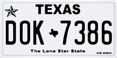 TX license plate DOK7386