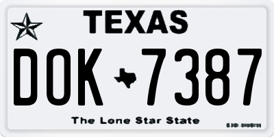 TX license plate DOK7387