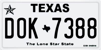 TX license plate DOK7388