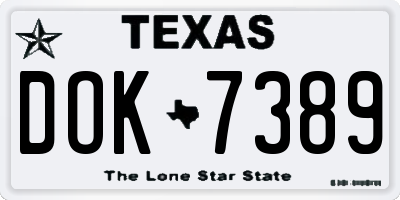 TX license plate DOK7389