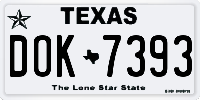 TX license plate DOK7393