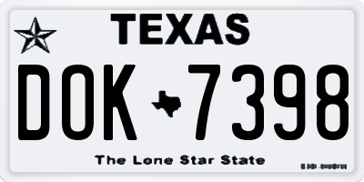 TX license plate DOK7398