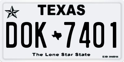 TX license plate DOK7401