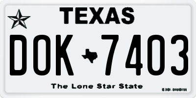 TX license plate DOK7403